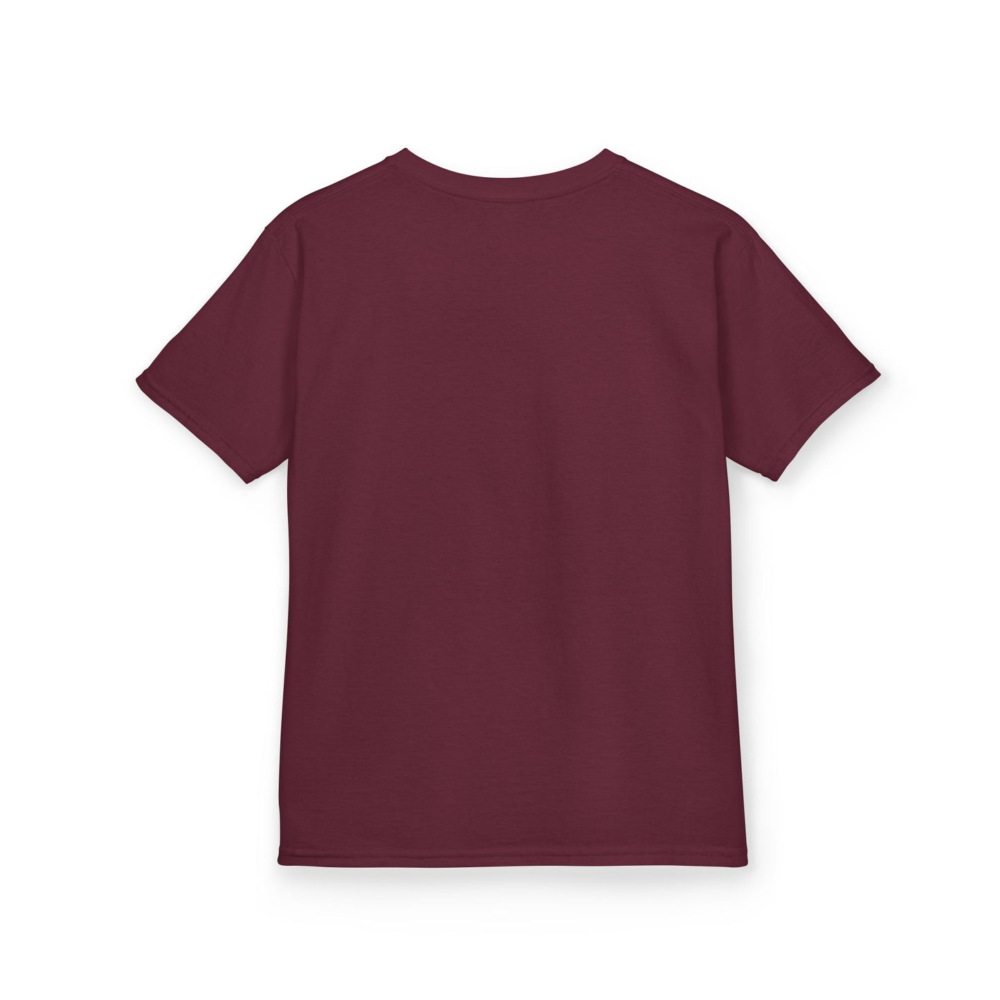 Maroon Logo Kids Tee, plain back, flat lay