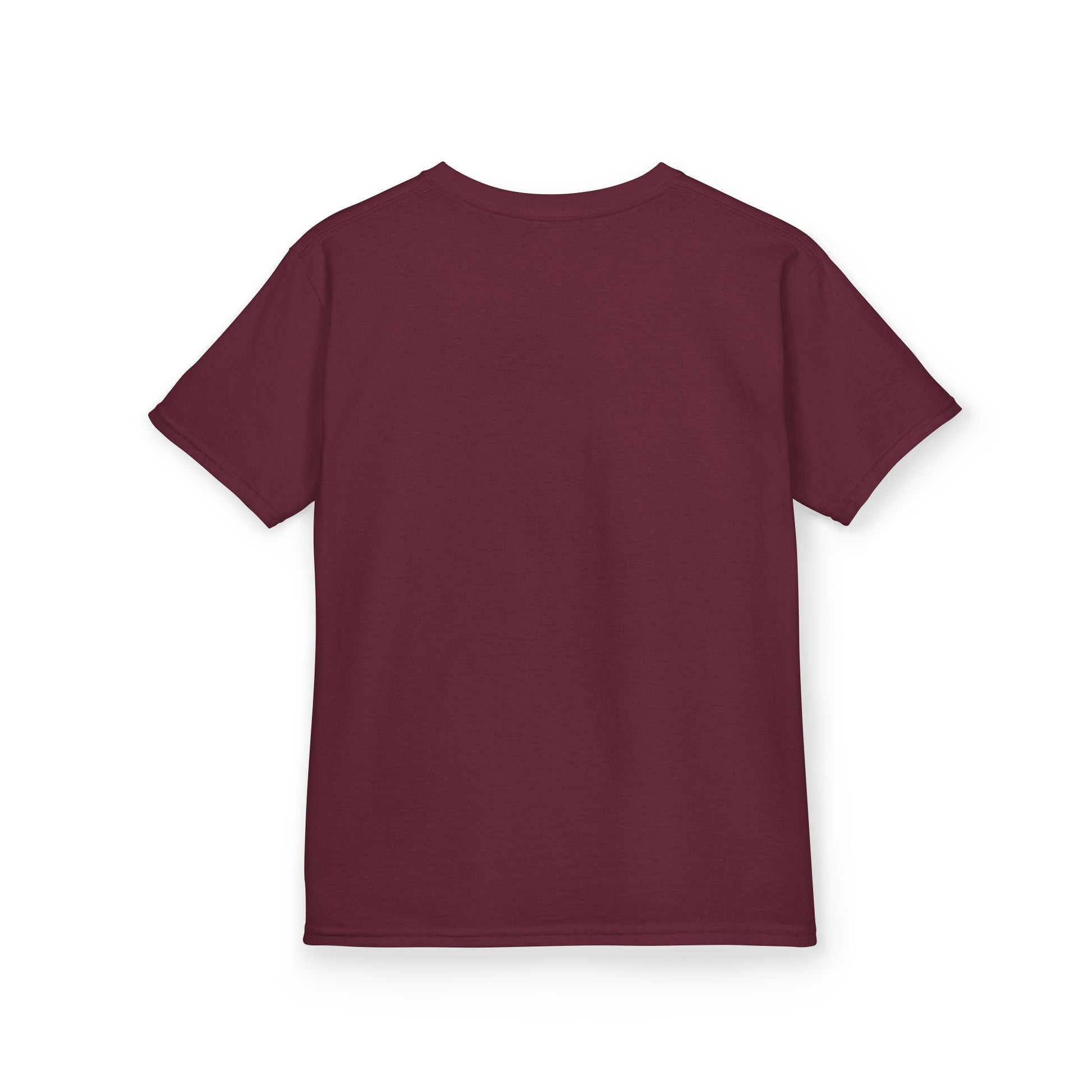 Maroon Logo Kids Tee, plain back, flat lay