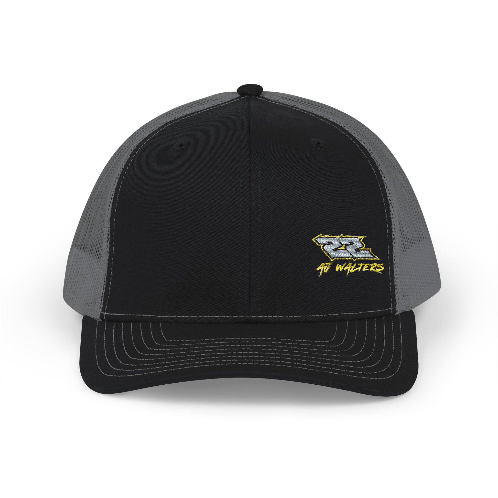 AJ Walters 22 trucker hat with structured front panels and a pre-curved visor