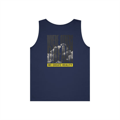 Forest Green Where Others Dream Tank, back view, flat lay