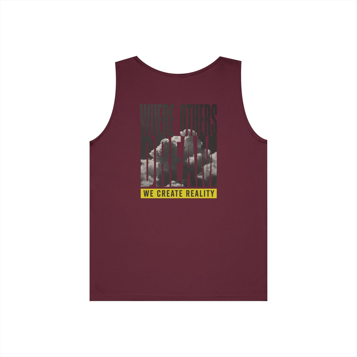 Maroon Where Others Dream Tank, back view, flat lay