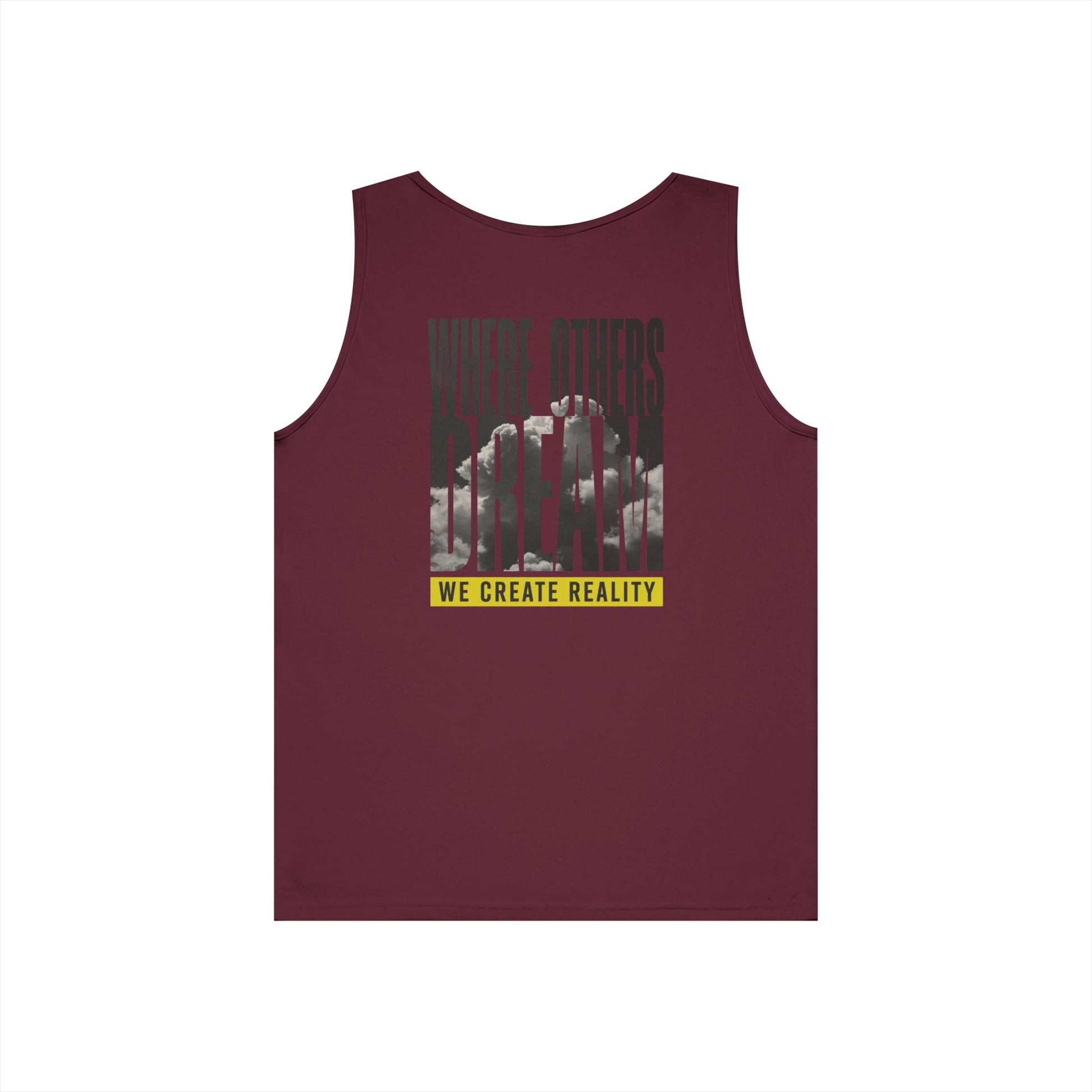 Maroon Where Others Dream Tank, back view, flat lay