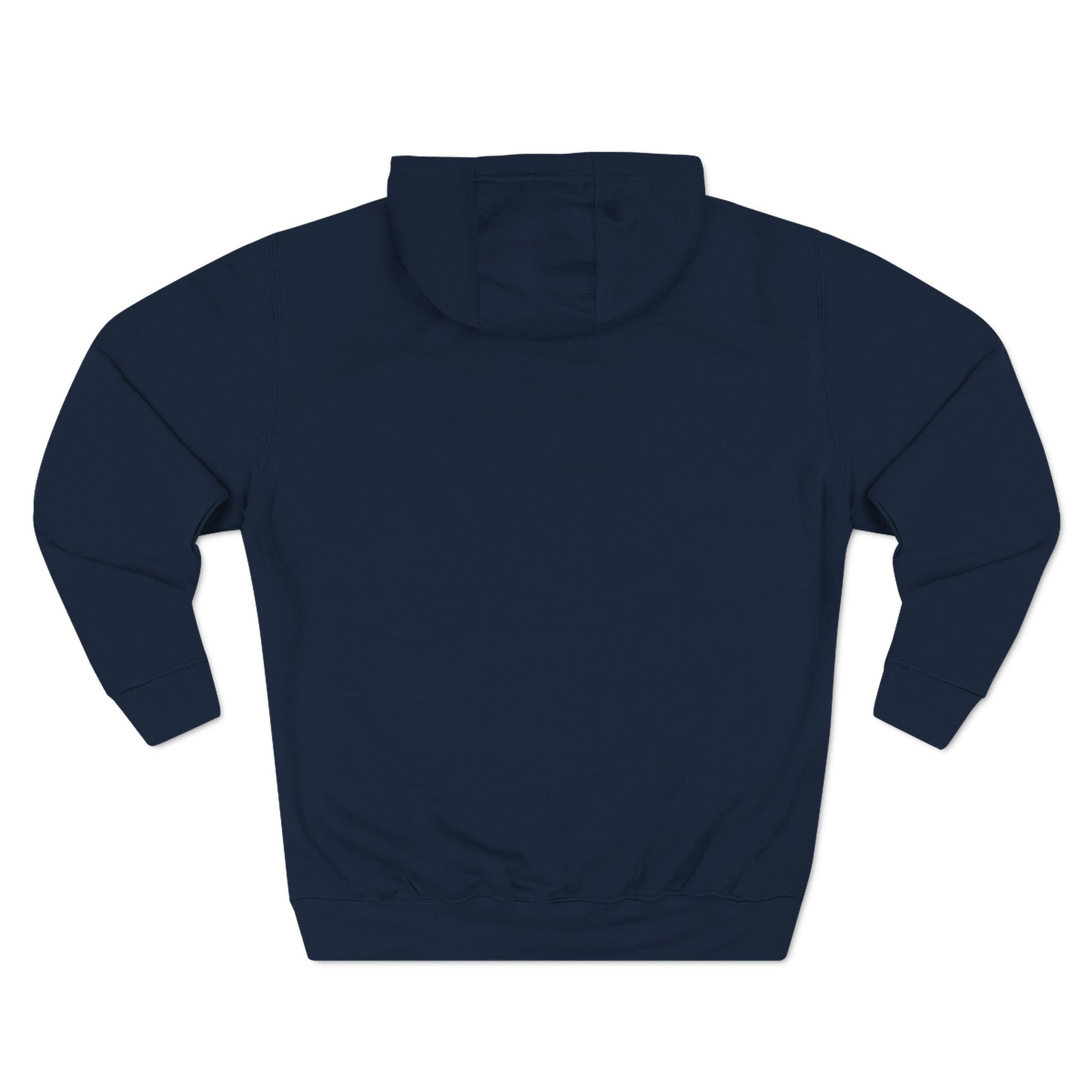 Navy custom Lucid Reality hoodie, blank back view, flat