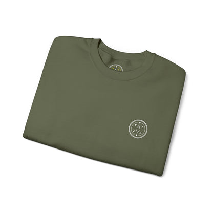 Lifestyle photo of the Lucid Reality Minimalist Embroidered Logo Crewneck