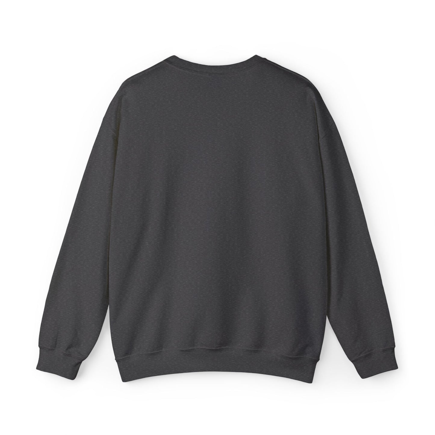 Dark Heather Logo Crewneck, front Lucid Reality logo, flat lay