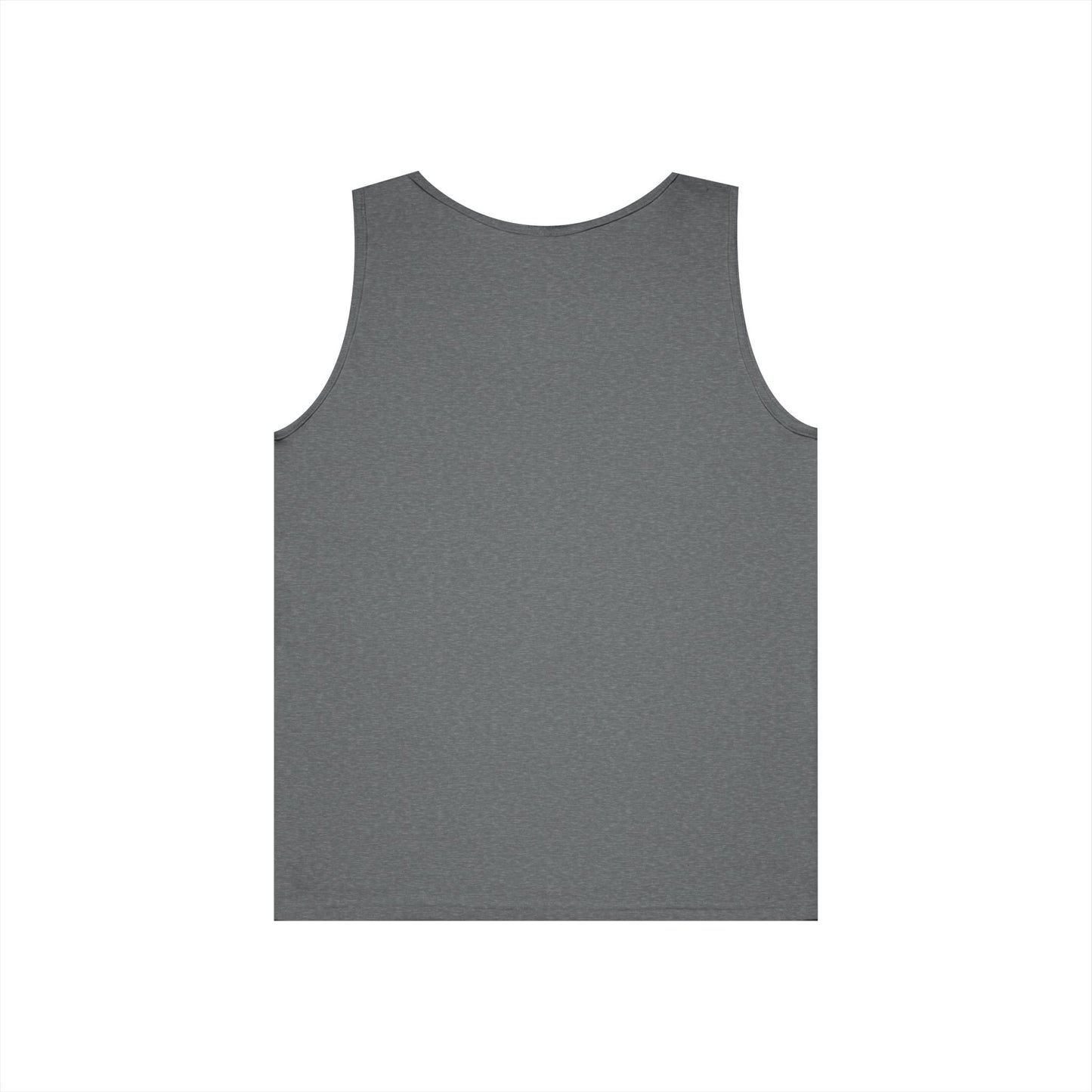 Graphite Heather Logo Tank, plain back, flat lay