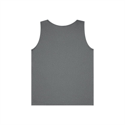 Graphite Heather Logo Tank, plain back, flat lay