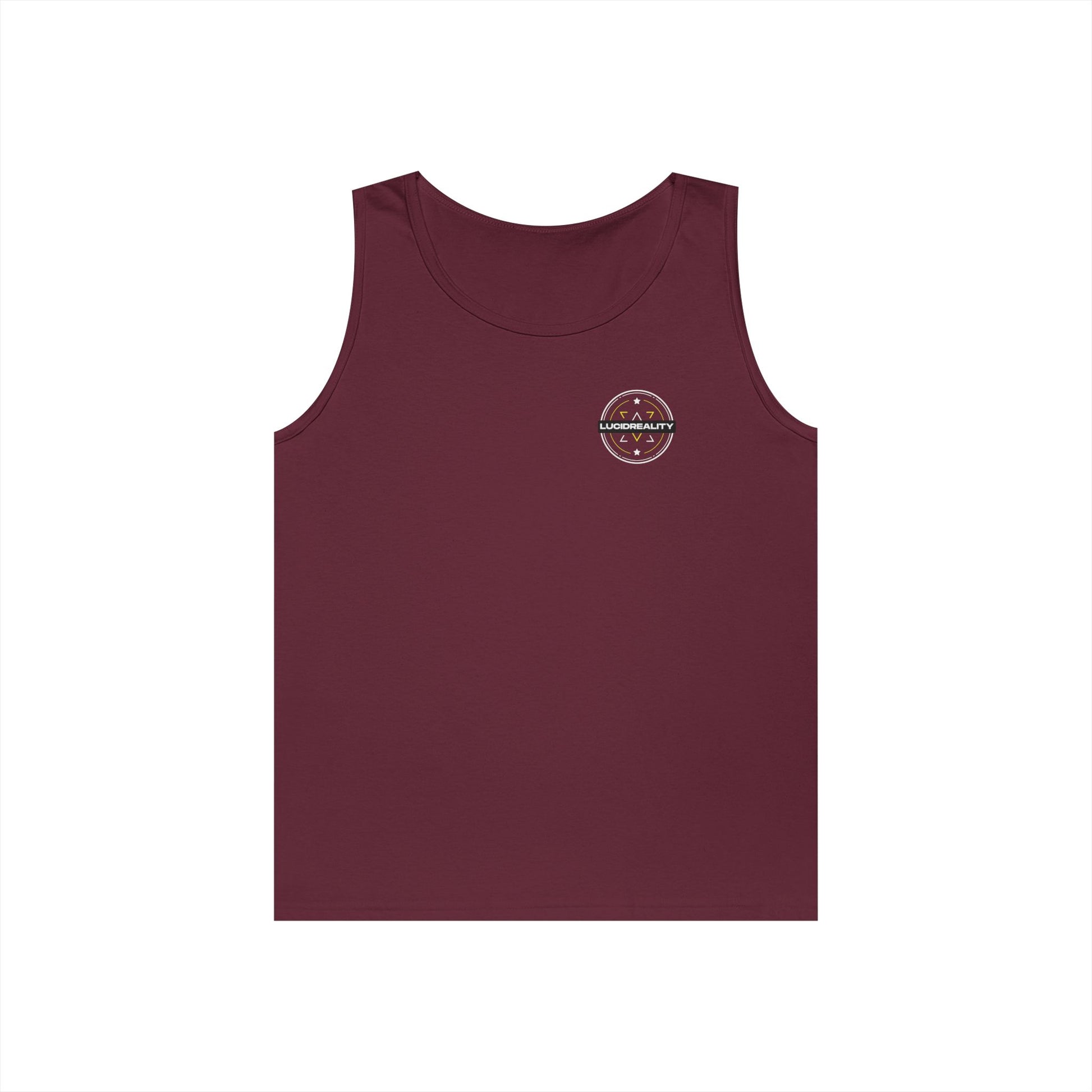 Maroon Pro Stock Racing Tank, front view, flat lay