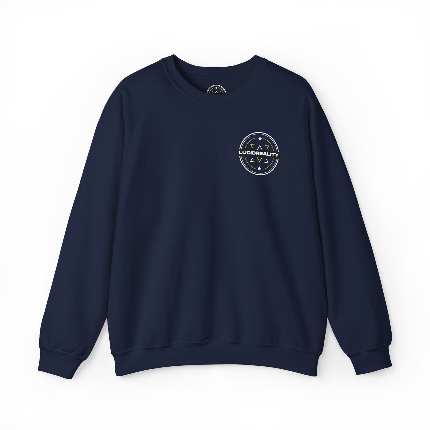 Navy Logo Crewneck, plain back, flat lay