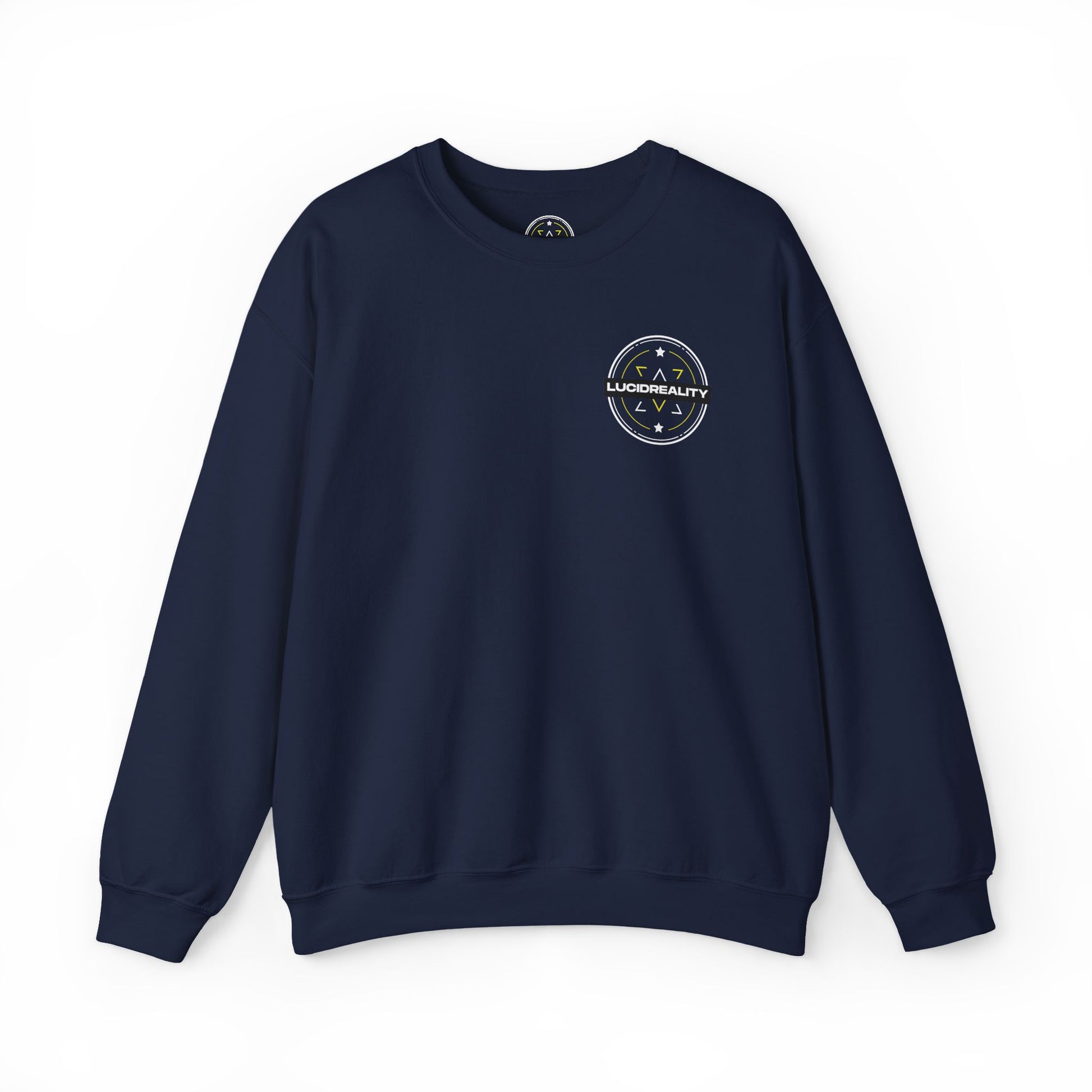 Navy Logo Crewneck, plain back, flat lay
