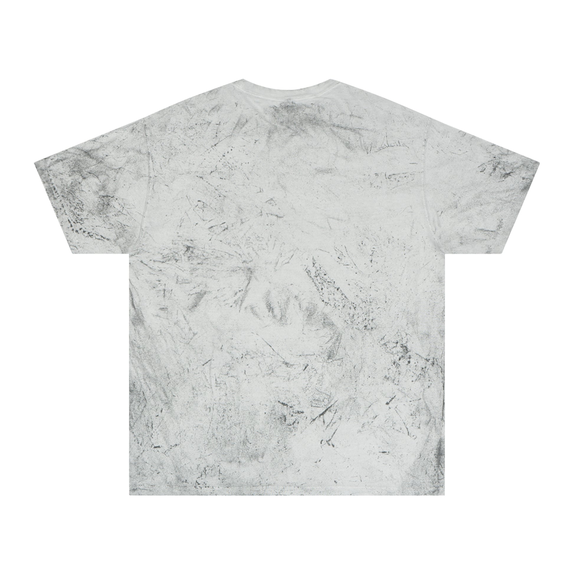 Smoke Color Blast tee, marbled grey, blank back view, flat