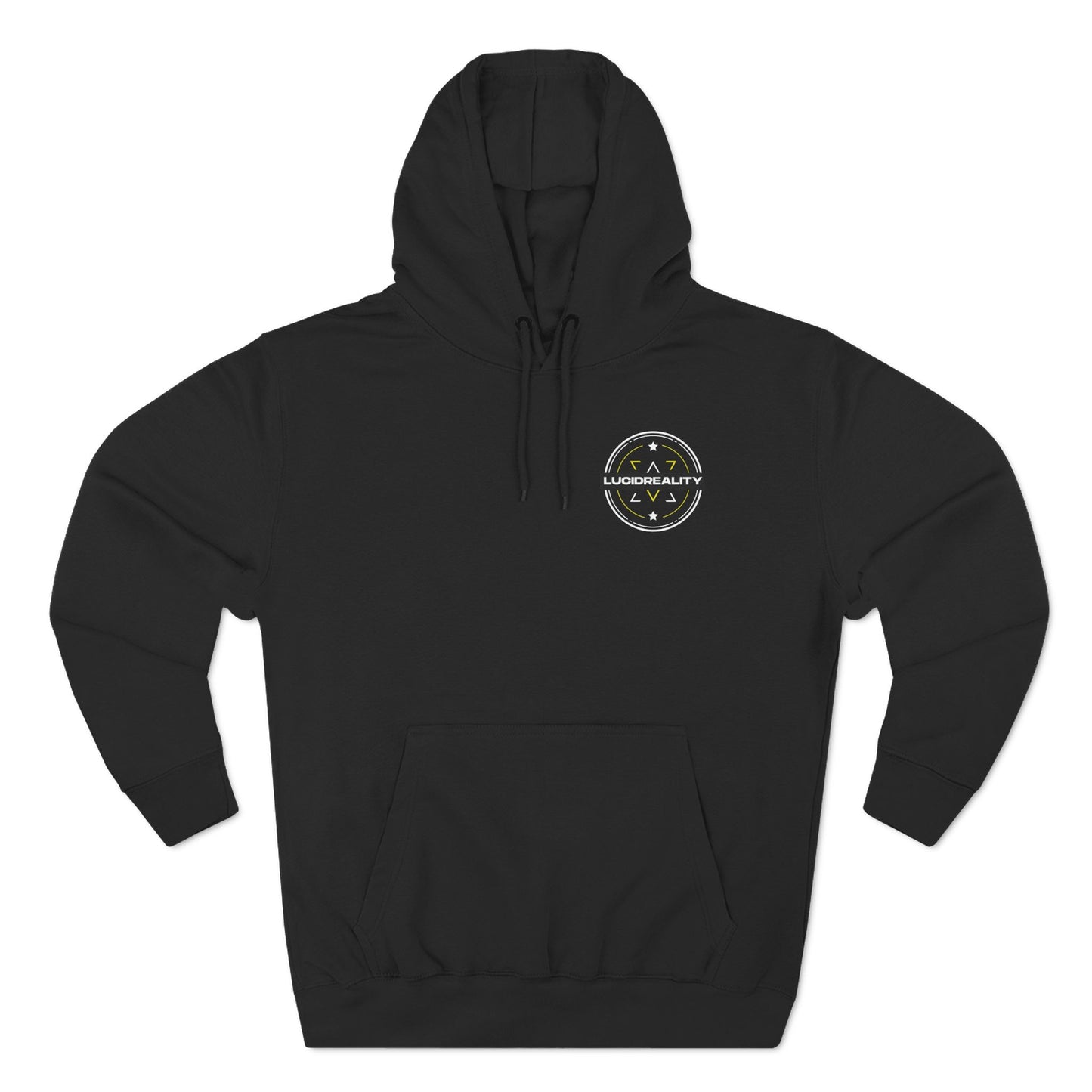 Black Logo Pullover Hoodie, plain back, flat lay