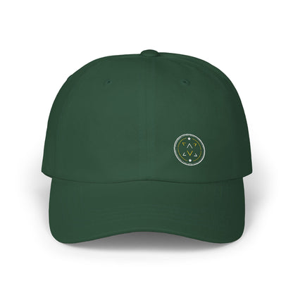 Lucid Reality embroidered dad hat shown from the front.