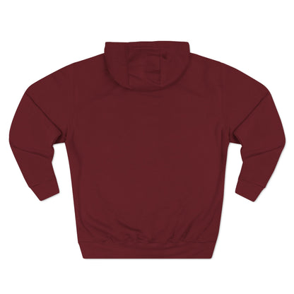 Burgundy custom Lucid Reality hoodie, blank back view, flat