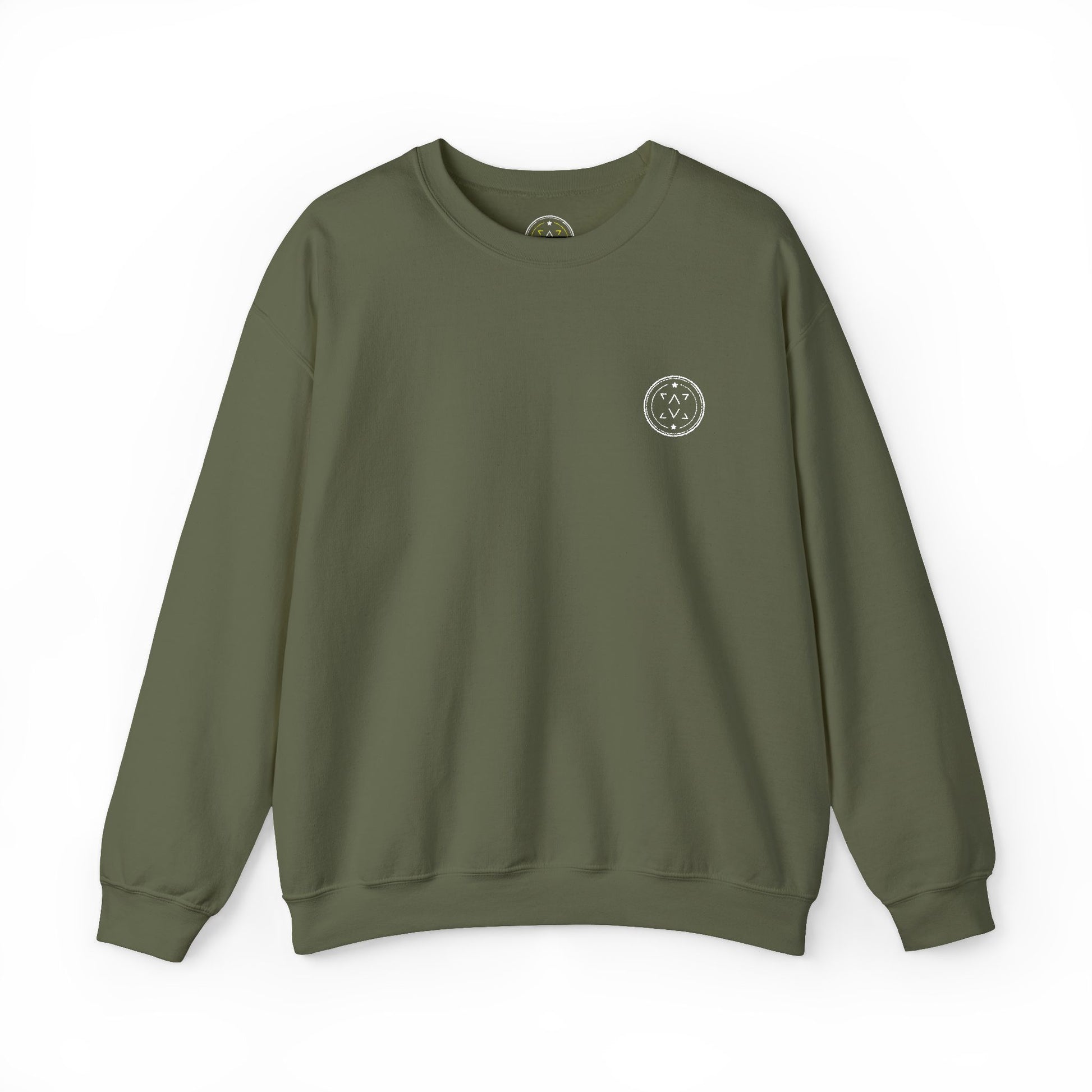 Front product mockup of the Lucid Reality Minimalist Embroidered Logo Crewneck