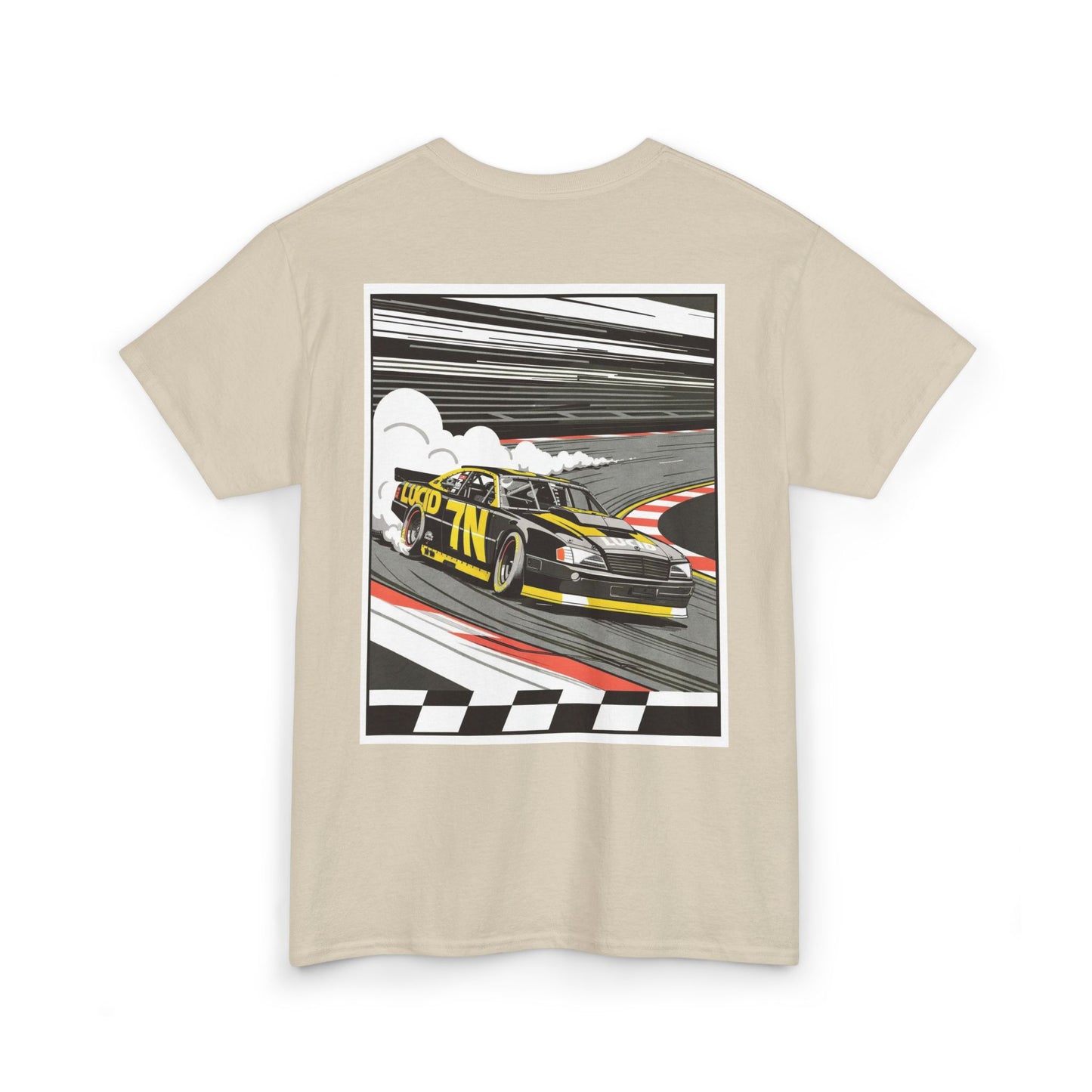 Sand Pro Stock Racing Tee, back Pro Stock car graphic, flat lay