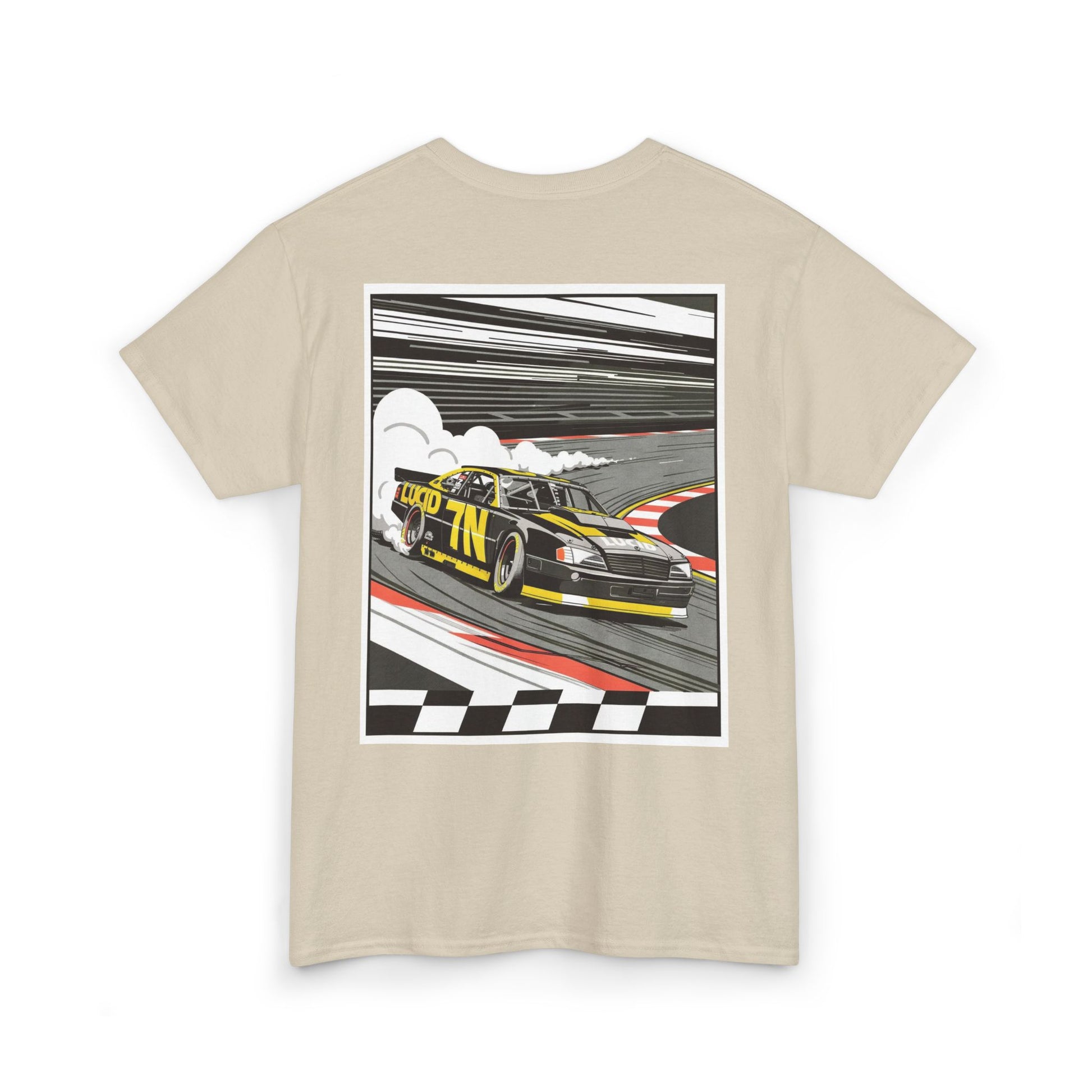 Sand Pro Stock Racing Tee, back Pro Stock car graphic, flat lay