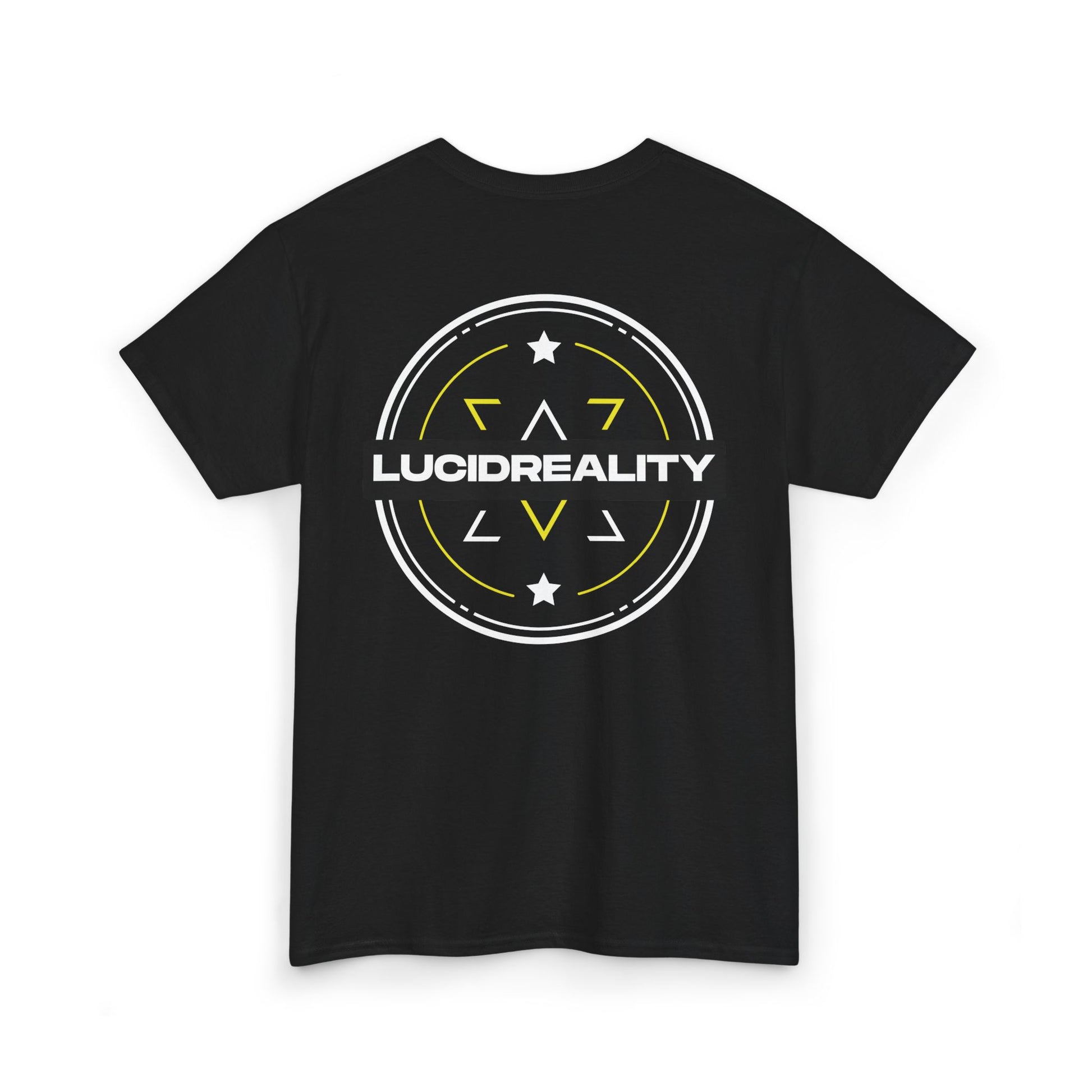 Black Lucid Reality logo tee, back emblem, flat