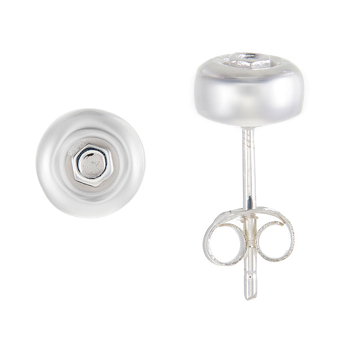 Sterling silver skateboard wheel stud earrings, curated by Lucid Reality