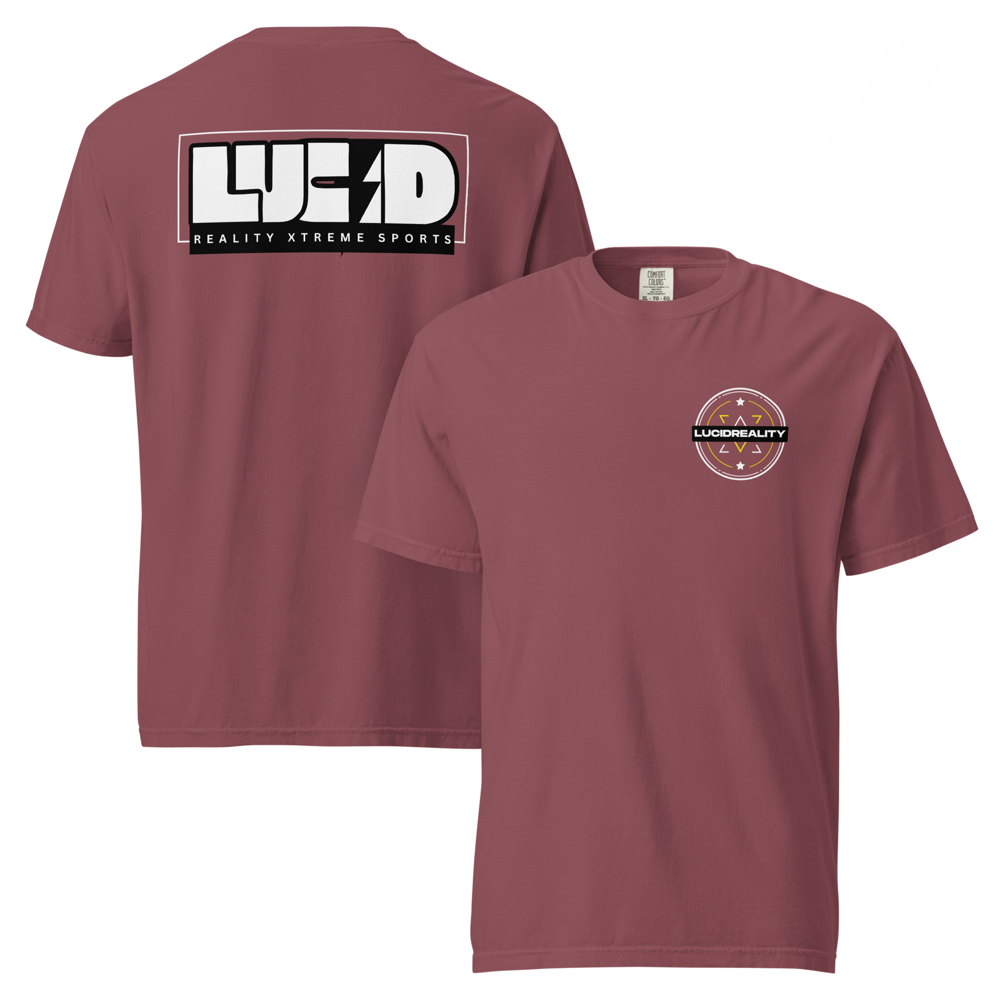 Lucid Reality Lucid Bolt Tee, lightning bolt back print, garment-dyed unisex t-shirt