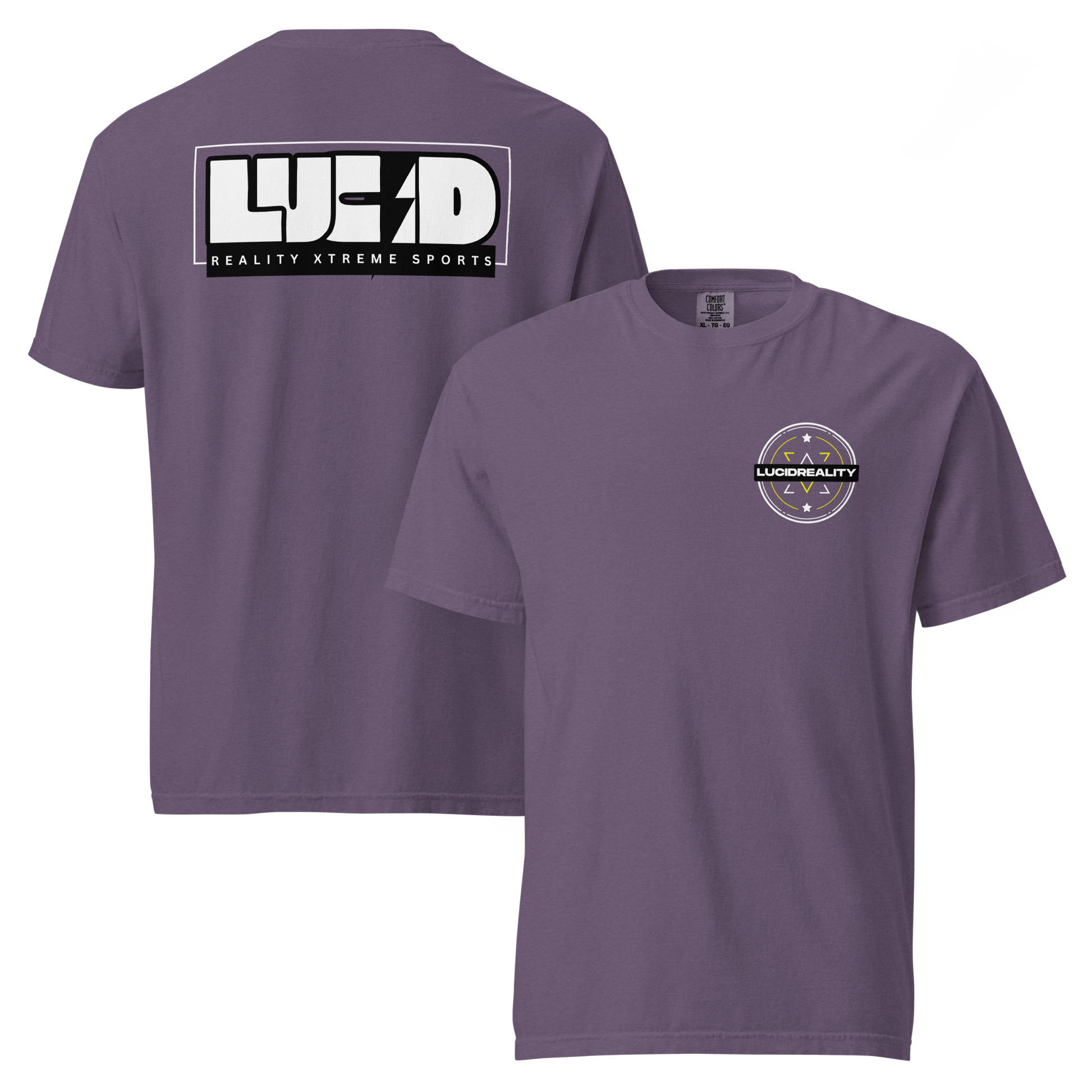 Lucid Reality Lucid Bolt Tee, lightning bolt back print, garment-dyed unisex t-shirt