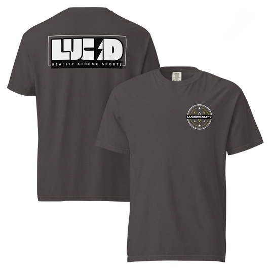 Lucid Reality Lucid Bolt Tee, lightning bolt back print, garment-dyed unisex t-shirt